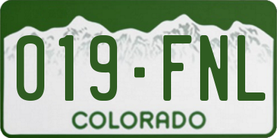 CO license plate 019FNL