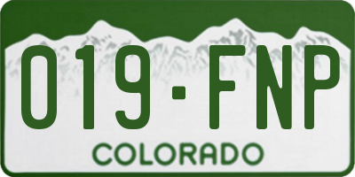 CO license plate 019FNP
