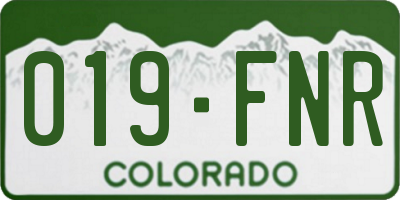 CO license plate 019FNR