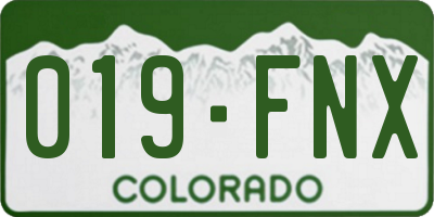 CO license plate 019FNX