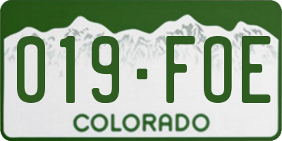CO license plate 019FOE