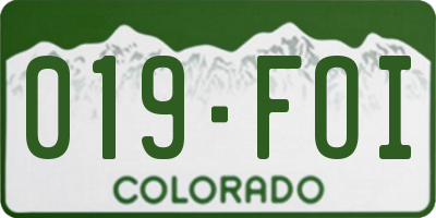 CO license plate 019FOI