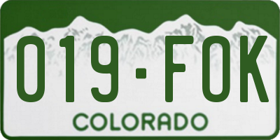 CO license plate 019FOK