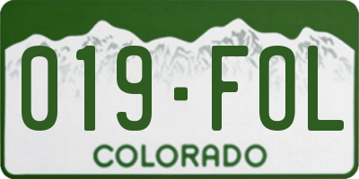 CO license plate 019FOL