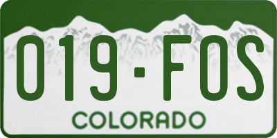 CO license plate 019FOS