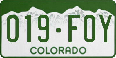 CO license plate 019FOY