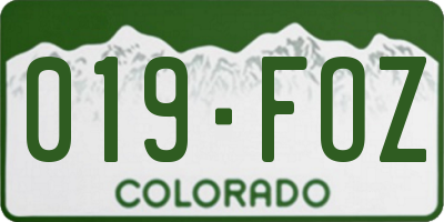 CO license plate 019FOZ