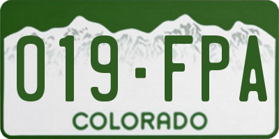 CO license plate 019FPA