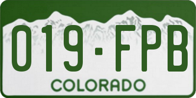 CO license plate 019FPB