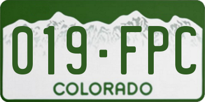 CO license plate 019FPC