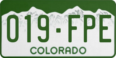 CO license plate 019FPE