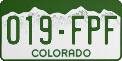 CO license plate 019FPF