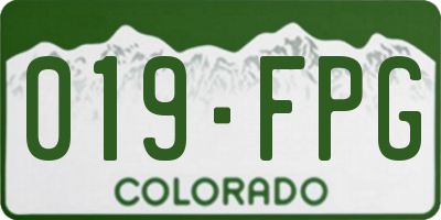 CO license plate 019FPG