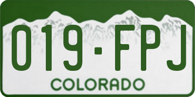 CO license plate 019FPJ