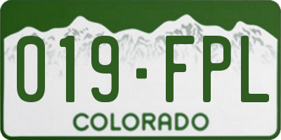 CO license plate 019FPL