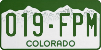 CO license plate 019FPM