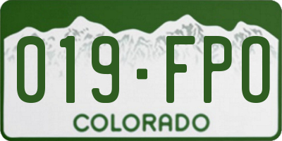 CO license plate 019FPO