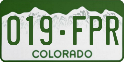 CO license plate 019FPR