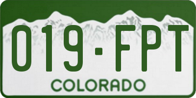 CO license plate 019FPT