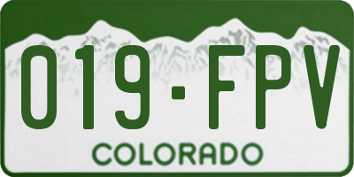 CO license plate 019FPV