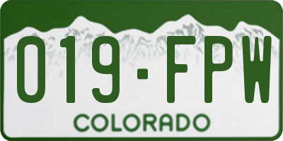 CO license plate 019FPW