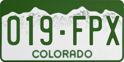 CO license plate 019FPX