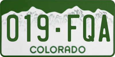 CO license plate 019FQA