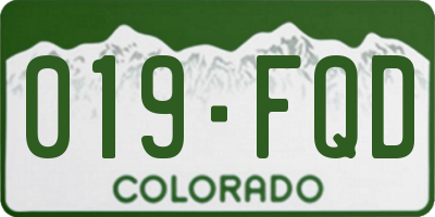 CO license plate 019FQD