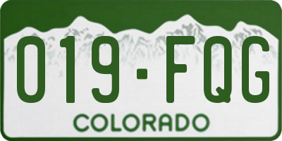 CO license plate 019FQG