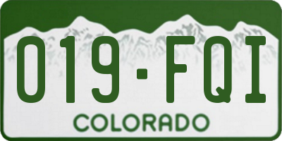 CO license plate 019FQI