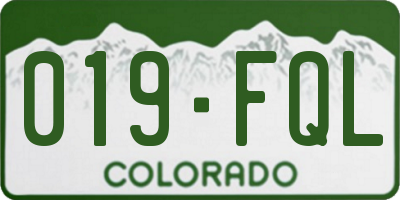 CO license plate 019FQL