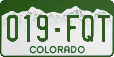CO license plate 019FQT