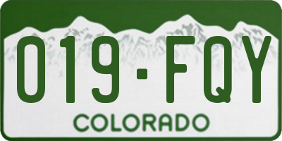 CO license plate 019FQY