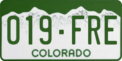 CO license plate 019FRE
