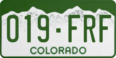 CO license plate 019FRF