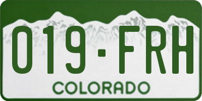 CO license plate 019FRH