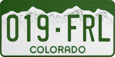 CO license plate 019FRL