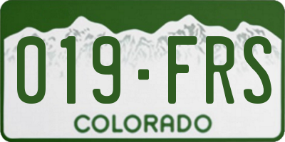 CO license plate 019FRS