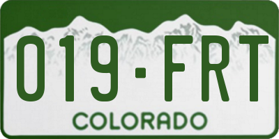 CO license plate 019FRT