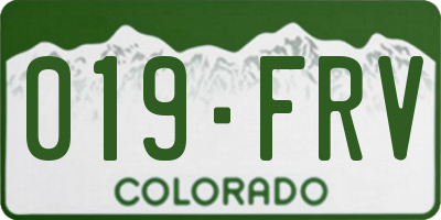 CO license plate 019FRV