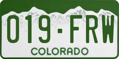 CO license plate 019FRW