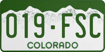 CO license plate 019FSC