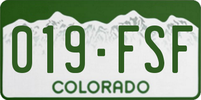 CO license plate 019FSF