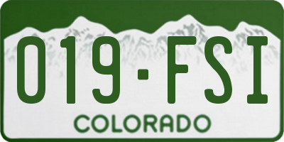 CO license plate 019FSI