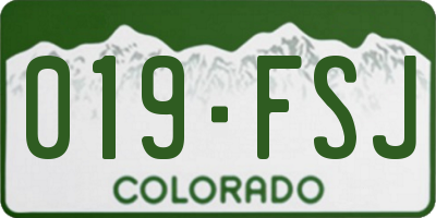 CO license plate 019FSJ