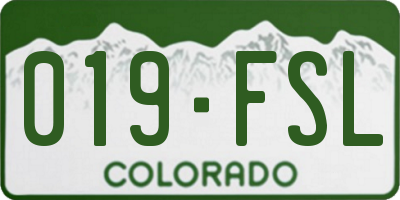 CO license plate 019FSL