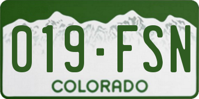 CO license plate 019FSN