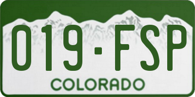 CO license plate 019FSP