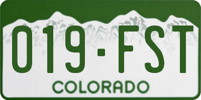 CO license plate 019FST