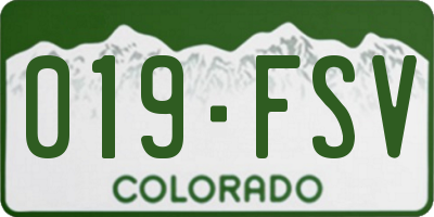 CO license plate 019FSV